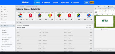 Screenshot of the 30Bet sport page