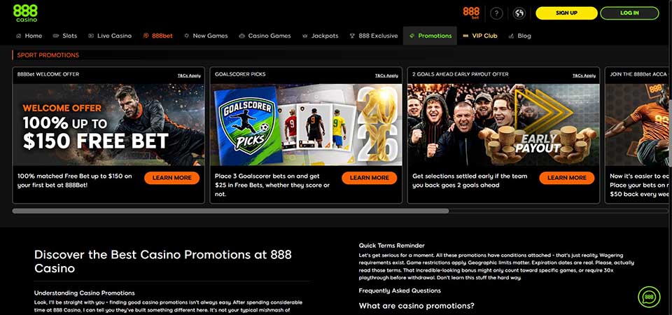 Screenshot of the 888bet bonus page