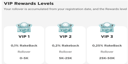 Screenshot of the 96.com vip rewards Bonus