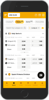 Mobile screenshot of the 96.com sport page