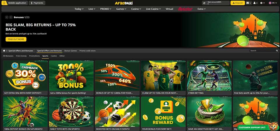 Screenshot of the Afropari promo page