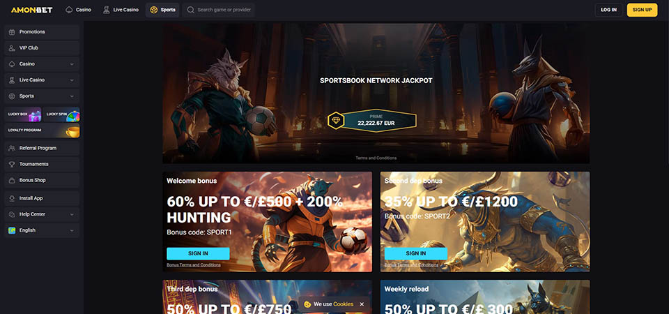 Screenshot of the Amonbet promo page