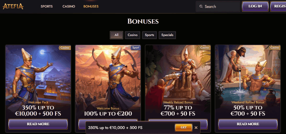 Screenshot of the Atefia promo page
