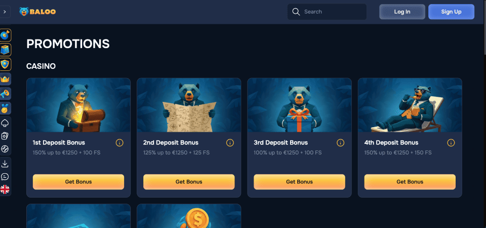 Screenshot of the Baloo promo page