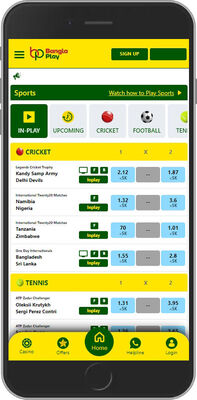 Mobile screenshot of the Banglaplay sport page