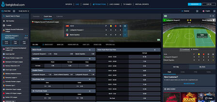 Screenshot of the Betglobal sport page