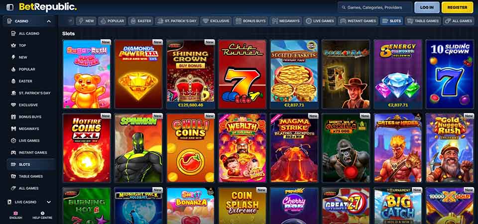 Screenshot of the BetRepublic casino page