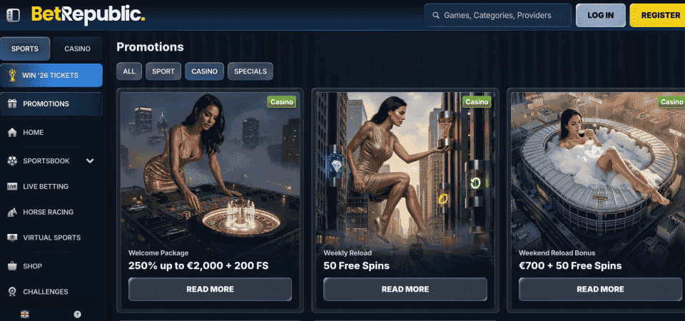 Screenshot of the BetRepublic promo page