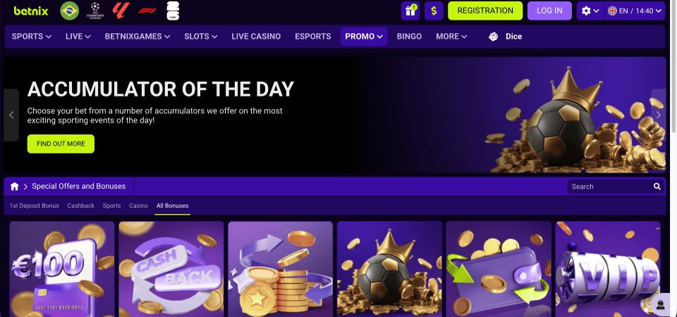 Screenshot of the Betnix promo page