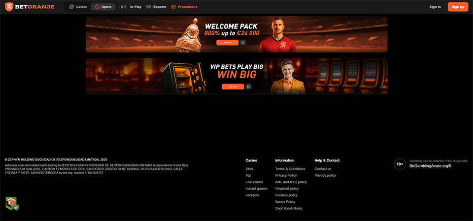 Screenshot of the Betoranje promo page