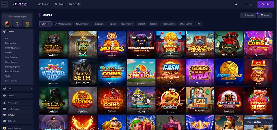 Screenshot of the Betory casino page