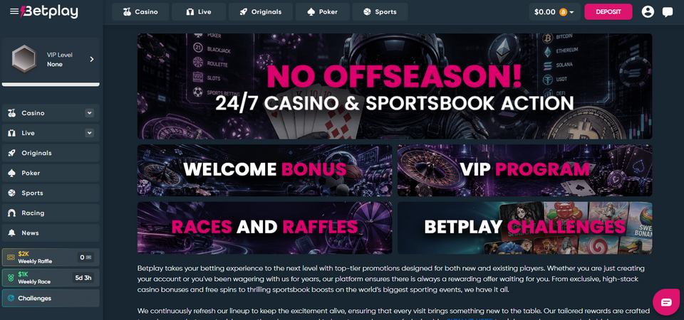 Screenshot of the Betplay promo page