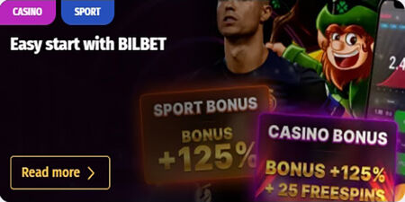Screenshot of the Bilbet bonus page