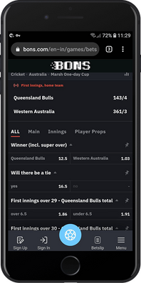 bons cricket betting page