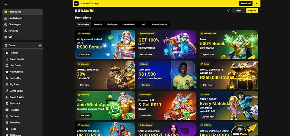 Screenshot of the Borawin promo page