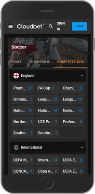 Mobile Cloudbet sport page