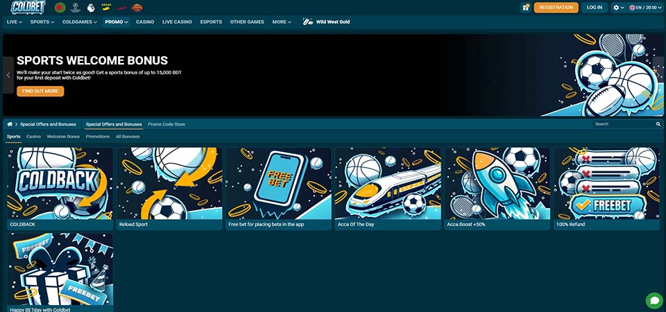 Screenshot of the Coldbet promo page