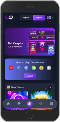 Mobile screenshot of the Crypto-Games home page