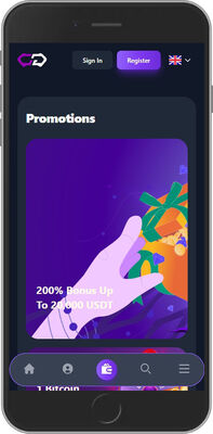 Mobile screenshot of the Crypto-Games promo page