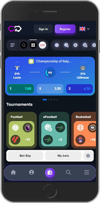 Mobile screenshot of the Crypto-Games sport page