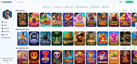 Dailyspins - screen of casino page