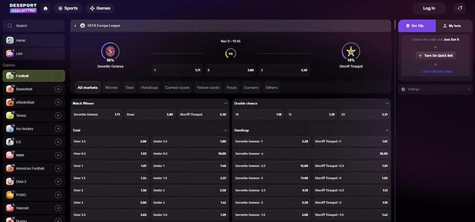 Dexsport Betting Markets: Short Guide