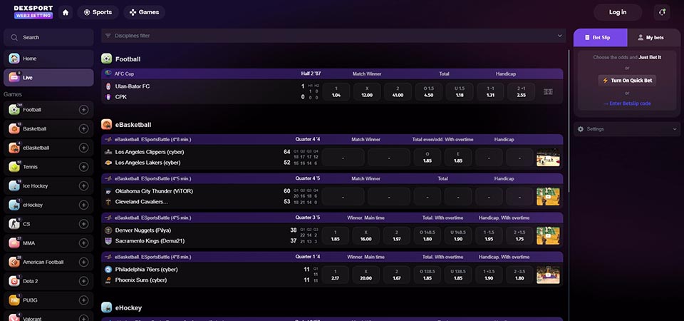 Dexsport LIVE Betting