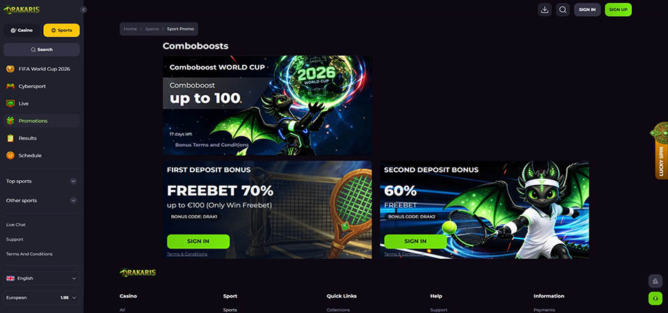Screenshot of the Drakaris promo page