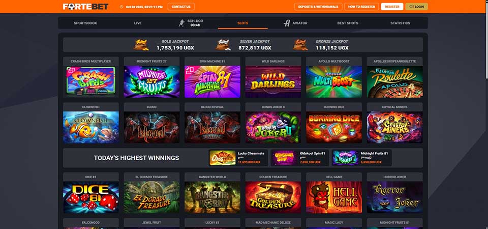 Screenshot of the Fortebet casino page