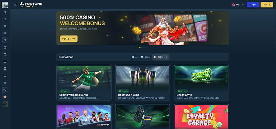 Screenshot of the FortuneJack bonus page