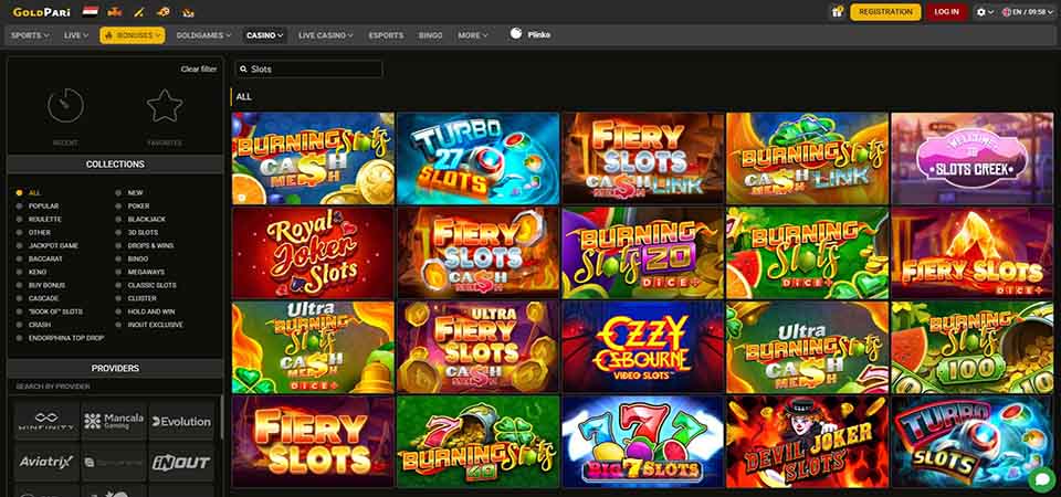 Screenshot of the Goldpari casino page