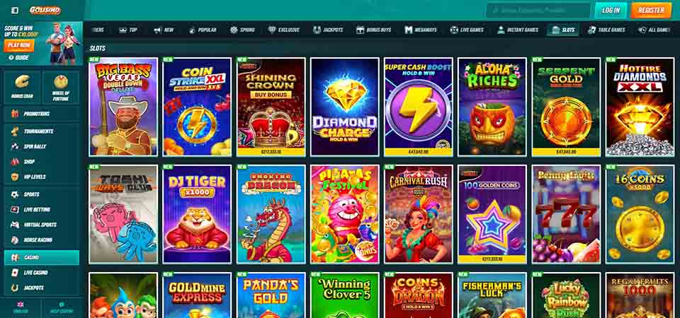 Screenshot of the Golisimo casino page