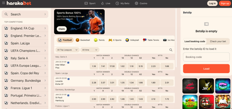 Mobile screenshot of the Harakabet live page