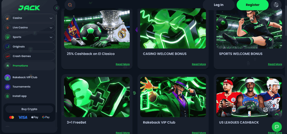Screenshot of the Jack promo page