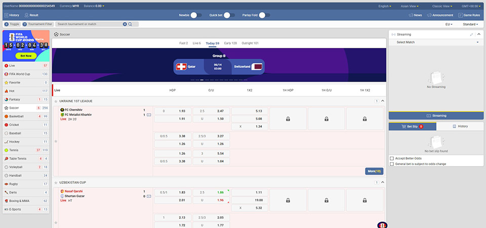 Screenshot of the KK8 sport page