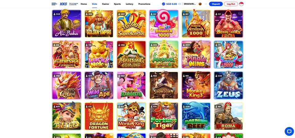Screenshot of the KK8 casino page