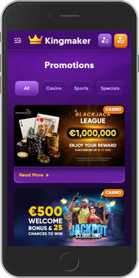 Mobile screenshot Kingmaker promo page