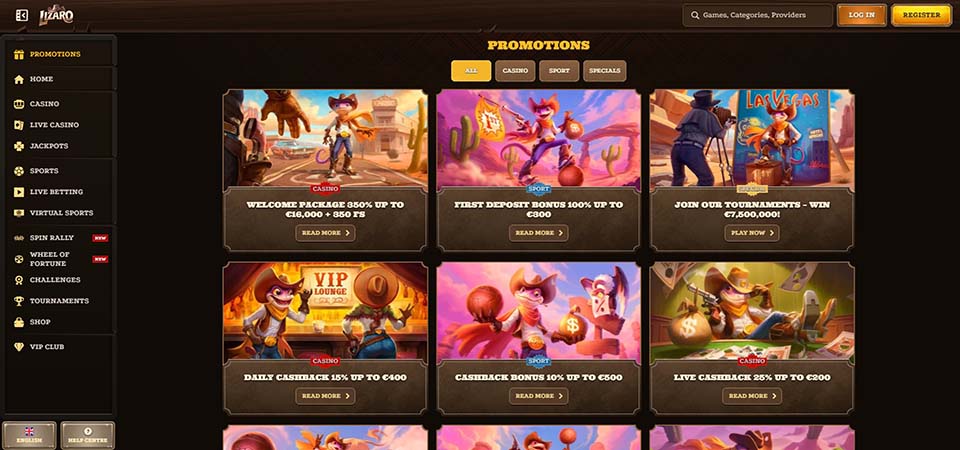Screenshot of the Lizaro promo page