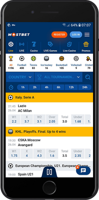 Mostbet betting page mobile