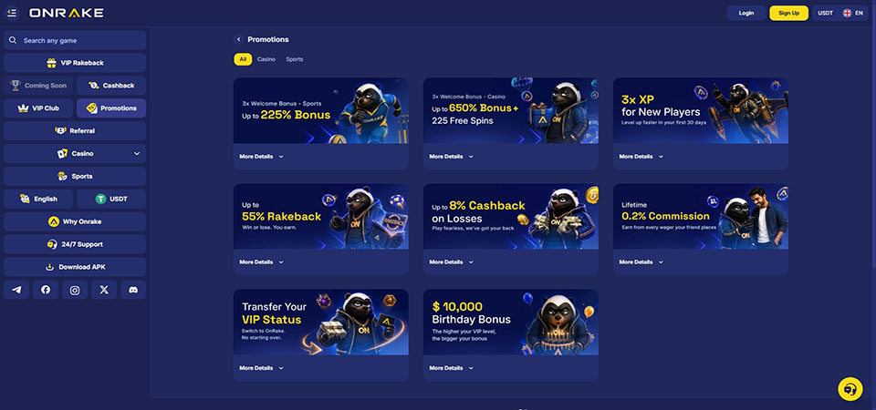 Screenshot of the OnRake promo page