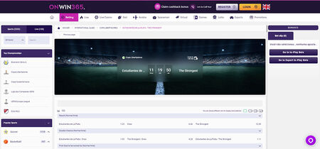 Screenshot of the Onwin365 sport page