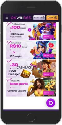 Mobile screenshot of the Onwin365 promo page