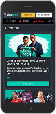 Mobile screenshot of the Paridirect promo page