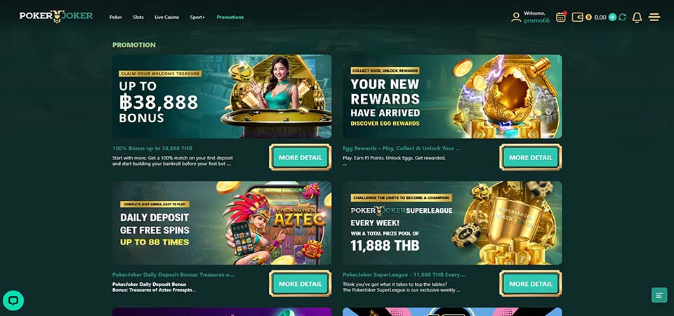 Screenshot of the Pokerjoker promo page