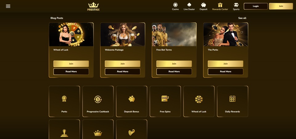 Screenshot of the Prestige bookmaker bonuses