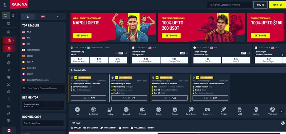 Screenshot of Rabona sports