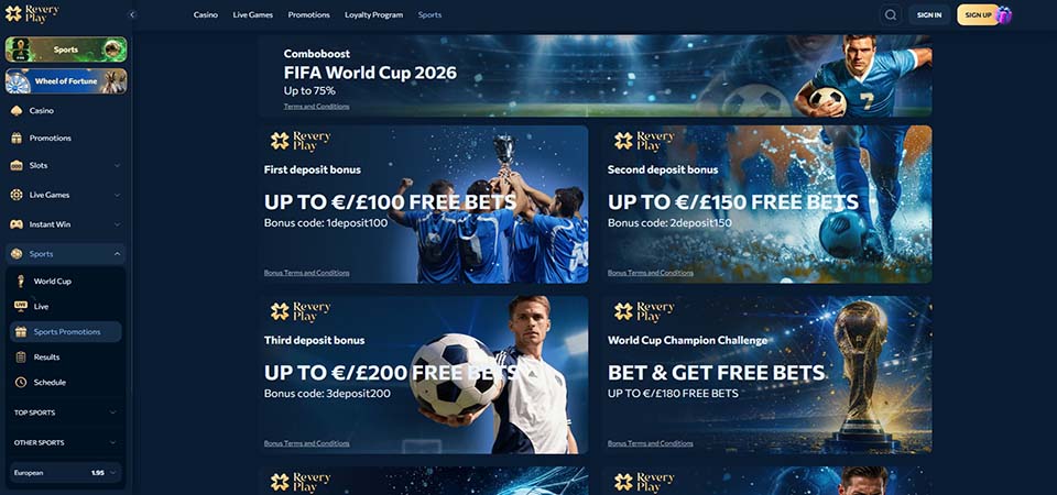 Screenshot of the Revery Play bonus page