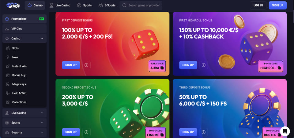 Screenshot of the SpinAura promo page