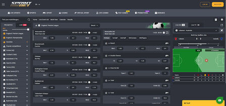 Screenshot of the SprintBet888 sport page