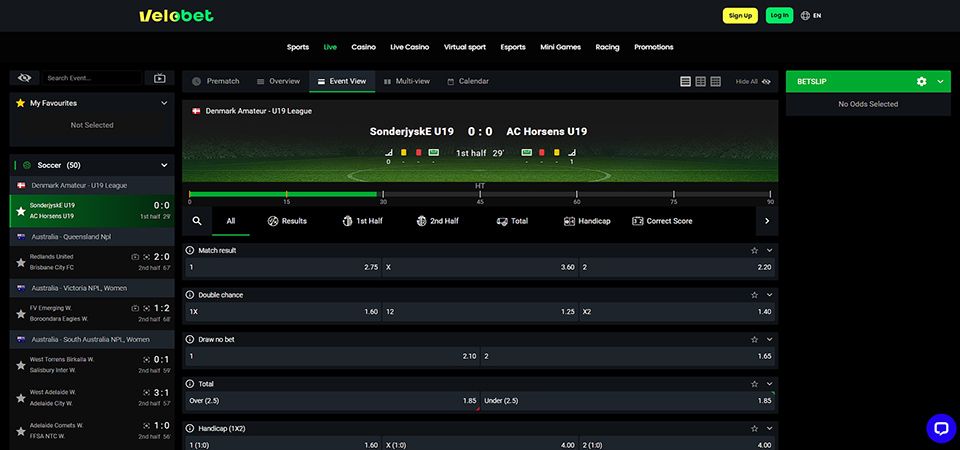 Velobet Sportsbook LIVE Betting